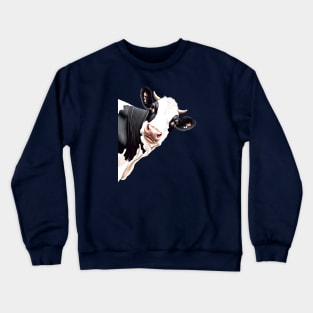 Cartoon Style Black And White Dairy Cow Crewneck Sweatshirt